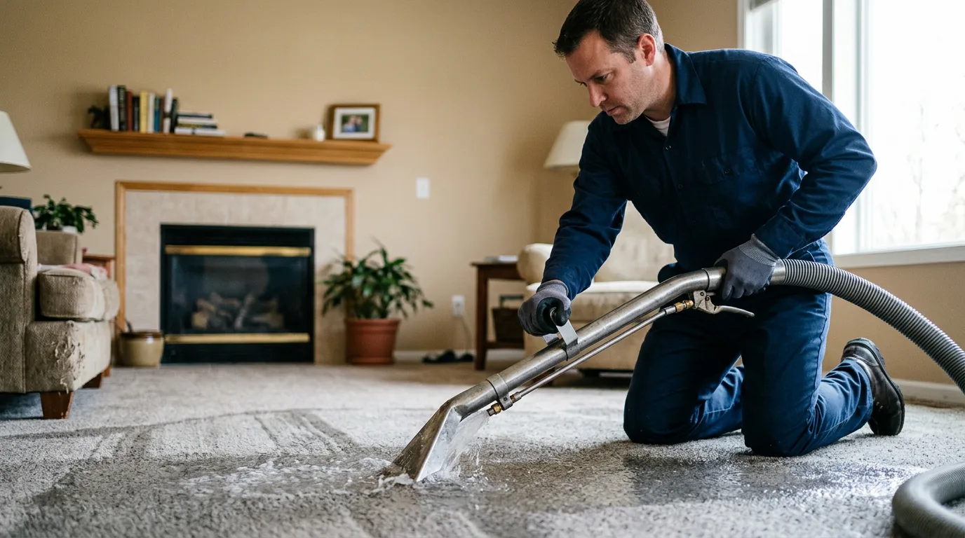 Water damage restoration technician working near Burkittsville, MD